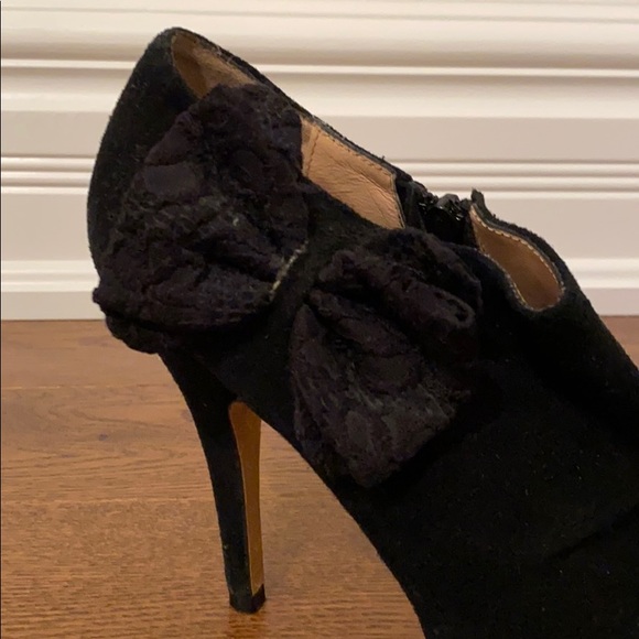 Betsey Johnson Black Booties with Lace Bow - Picture 2 of 9